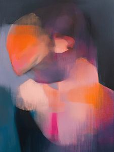 Modernes Abstraktes in Blau, Lila, Rosa und Orange