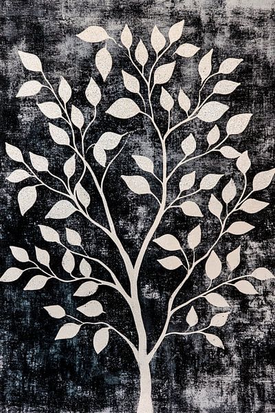 Baumsilhouette mit silbernen Blättern von Imperial Art House