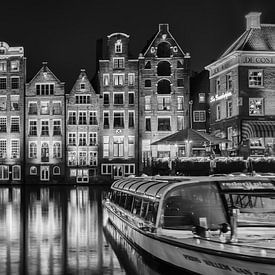 Damrak Amsterdam en noir et blanc sur Mirjam Boerhoop - Oudenaarden