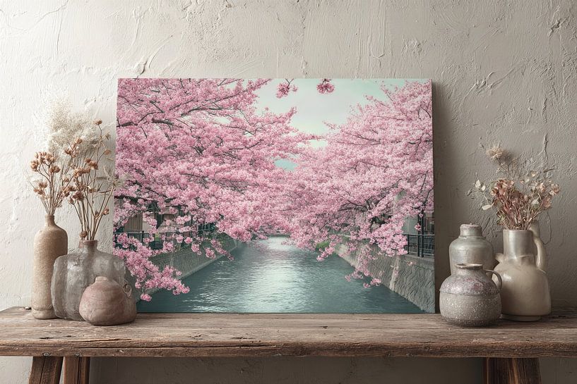 schilderacgtig Japan rivier schilderij op tafel van Egon Zitter