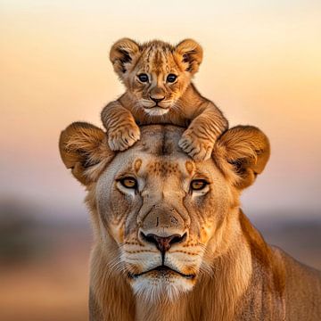 Familie leeuw van Poster Art Shop