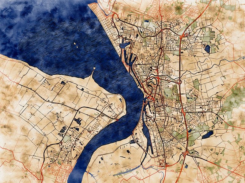 Map of Bremerhaven with the style 'Serene Summer' by Maporia