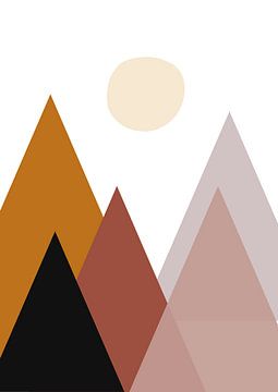 Berge in sanften Farben mit der Sonne am Himmel von Studio Allee