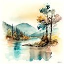 Watercolour of a landscape. by Gelissen Artworks thumbnail