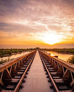 Moerputten Brug Oranje Zonsondergang 's-Hertogenbosch van Zwoele Plaatjes