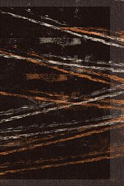 Modern abstract minimalist art. Lines in orange and white on linen. by Dina Dankers