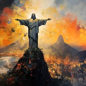 Christus der Erlöser abstrakt Rio de Janeiro Brasilien Panorama von TheXclusive Art