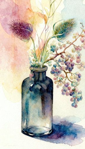 Still Life with Dried Flowers – Botanical Watercolour