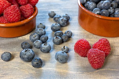 Raspberries and blueberries