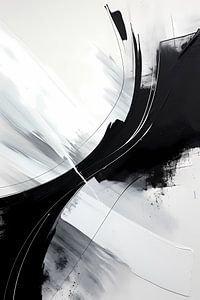 Peinture abstraite monochrome, noir et blanc