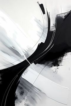 Abstrakte Malerei Monochrom, Schwarz Weiß von Niphion Art