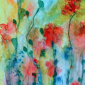 parfum floral sur fond bleu sur Claudia Gründler