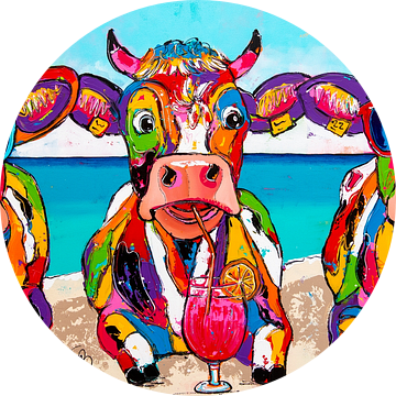 Vrolijke koeien op het strand van Happy Paintings
