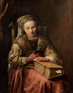 Oude vrouw met een boek, Karel van der Pluym