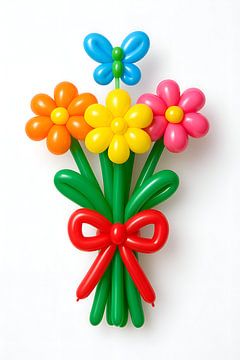 Balloon art of a bunch of flowers.