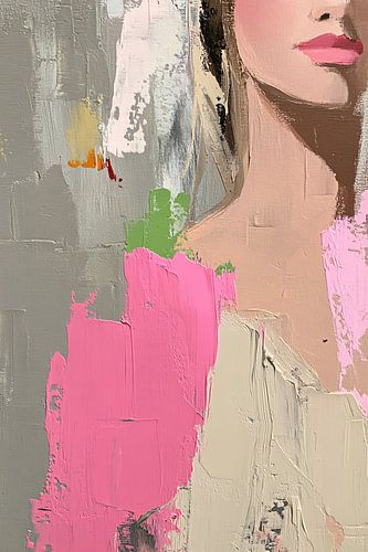 Abstract vrouwelijk portret in kleur