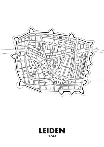 Stadskaart Leiden 1742 van STADSKAART