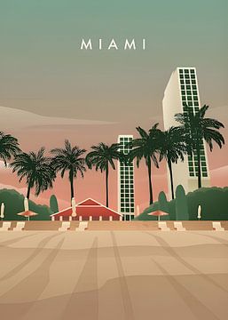 Miami Poster Kunstdruk Reizen van FTM