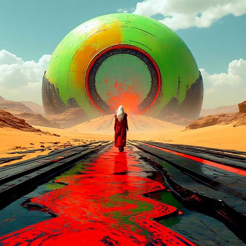 Surrealistische eenzame portaalgang