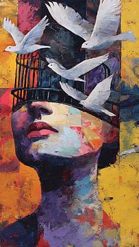 Caged Mind, Birds Take Flight by Aden Pink Studio