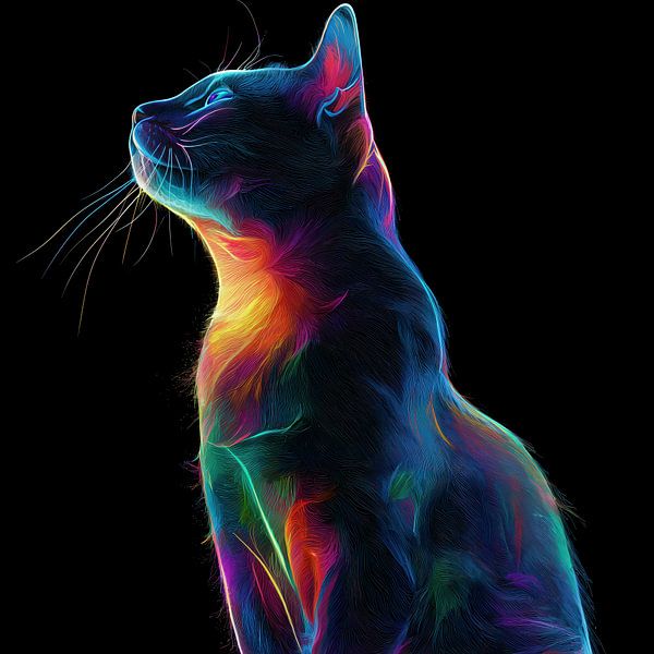 Kat in kleur neon van TheXclusive Art