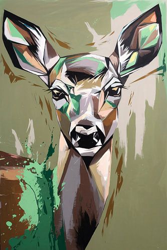 Abstracte hertenkop in kubistische stijl