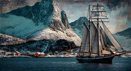 Sailing ship in the Lofoten Islands by Nick Wendt