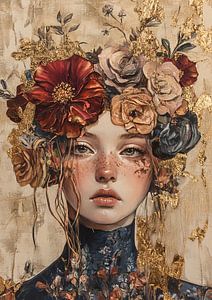 Jeune femme avec une couronne de fleurs