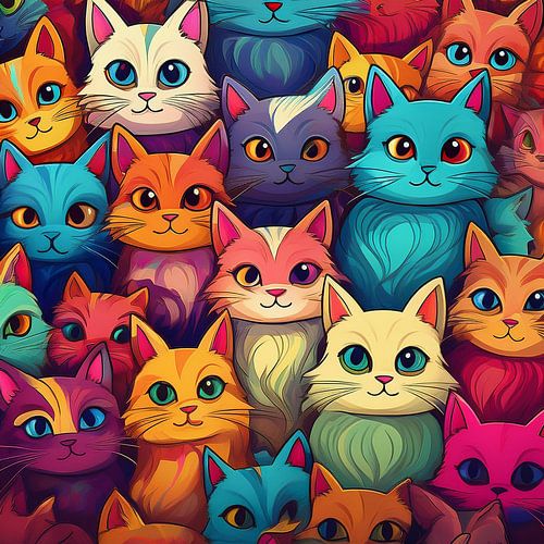 Lots of colourful cats