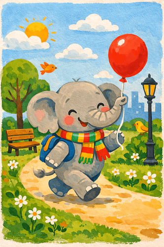Olifant met Rode Ballon