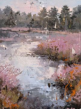 Wasser und rosa Heidekraut von Emiel de Lange