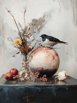 Modern stilleven met een vogel van Japandi Art Studio