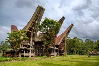 Maisons Toraja en Indonésie.