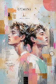 Gemini-Gemälde – Abstrakte Wanddekoration zum Thema Sternzeichen von Galerie Hoppenbrouwers
