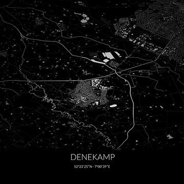 Black-and-white map of Denekamp, Overijssel. by Rezona