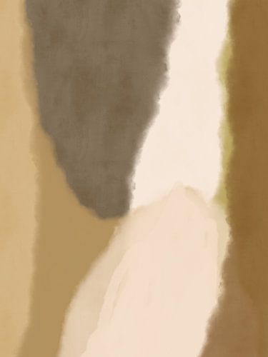 Mustard yellow, brown and beige abstract shapes by Dina Dankers