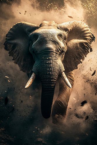 Indrukwekkende olifant in beweging