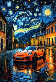 Porsche 911 GT3 RS Starry Night Abstract Art – Performance Icon Cosmic Decor