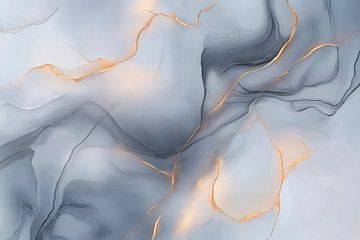 Elegant aquarelpatroon in grijs en goud van Poster Art Shop