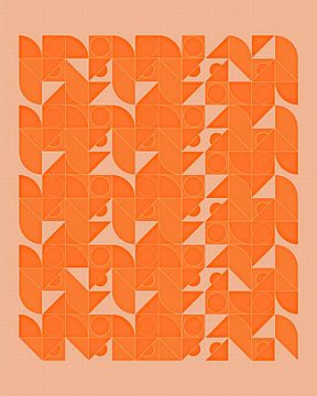 Oranje abstract geïnspireerd door Piet Mondriaan van Mad Dog Art