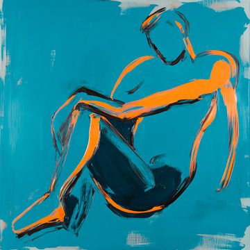 Zittende figuur in felle kleuren van Poster Art Shop