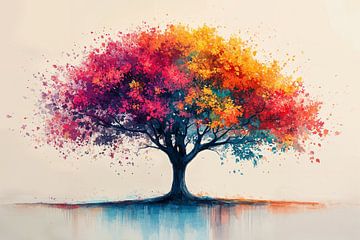 Levensboom in Regenboogkleuren van Studio BB