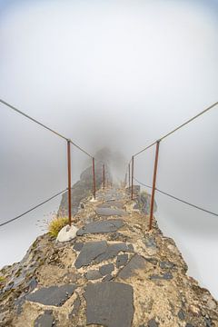 Pad over de bergen op het eiland Madeira bij de Pico do Arieiro van Sjoerd van der Wal Fotografie