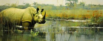 Painting Rhinoceros by De Mooiste Kunst