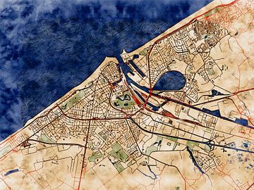 Kaart van Oostende in de stijl 'Serene Summer' van Maporia