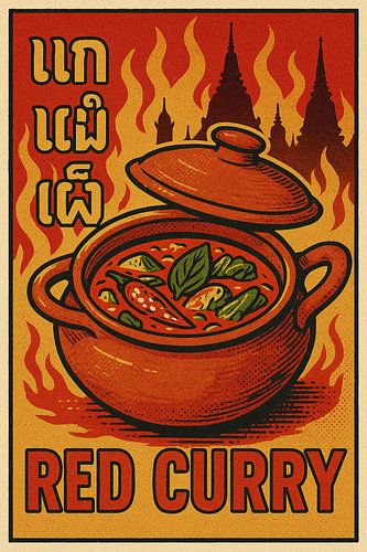 Retro Rode Curry Poster - Vintage Thaise Curry Muurprint