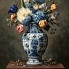 Vase en faïence de Delft avec un bouquet luxuriant sur Studio Ypie