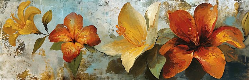 Abstrakte Blumen | Orange Bloom von Blickfänger Gemälde