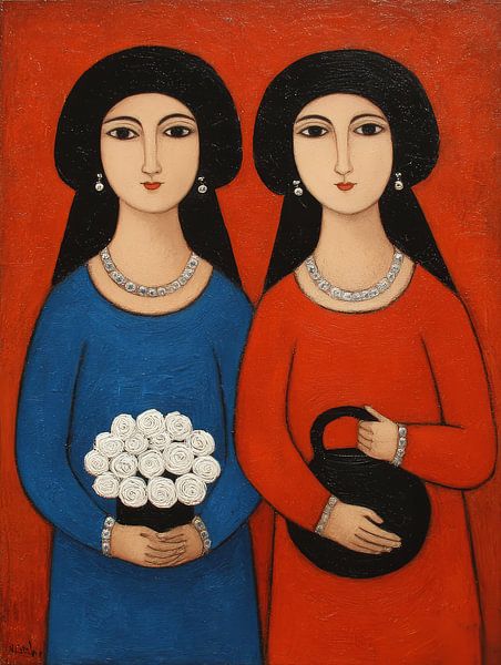 peinture femme avec fleurs par Egon Zitter