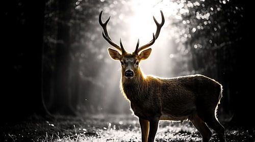 Majestic Forest Deer Photography Wall Art - Sunlight Stag